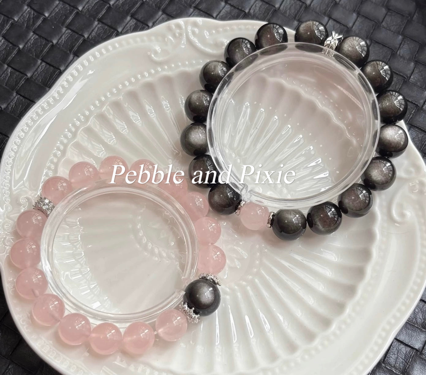 "Heart & Shield" Couple Set / Individual – Rose Quartz for Love, Obsidian for Protection