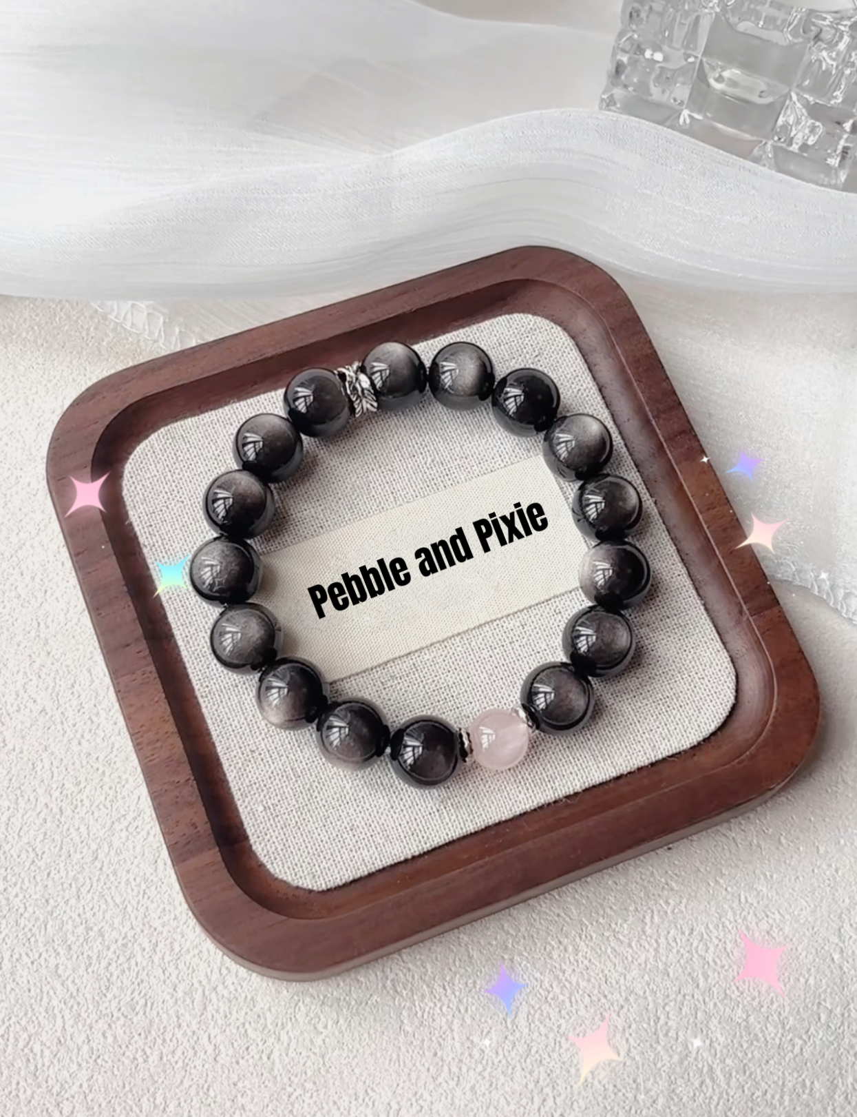 "Heart & Shield" Couple Set / Individual – Rose Quartz for Love, Obsidian for Protection