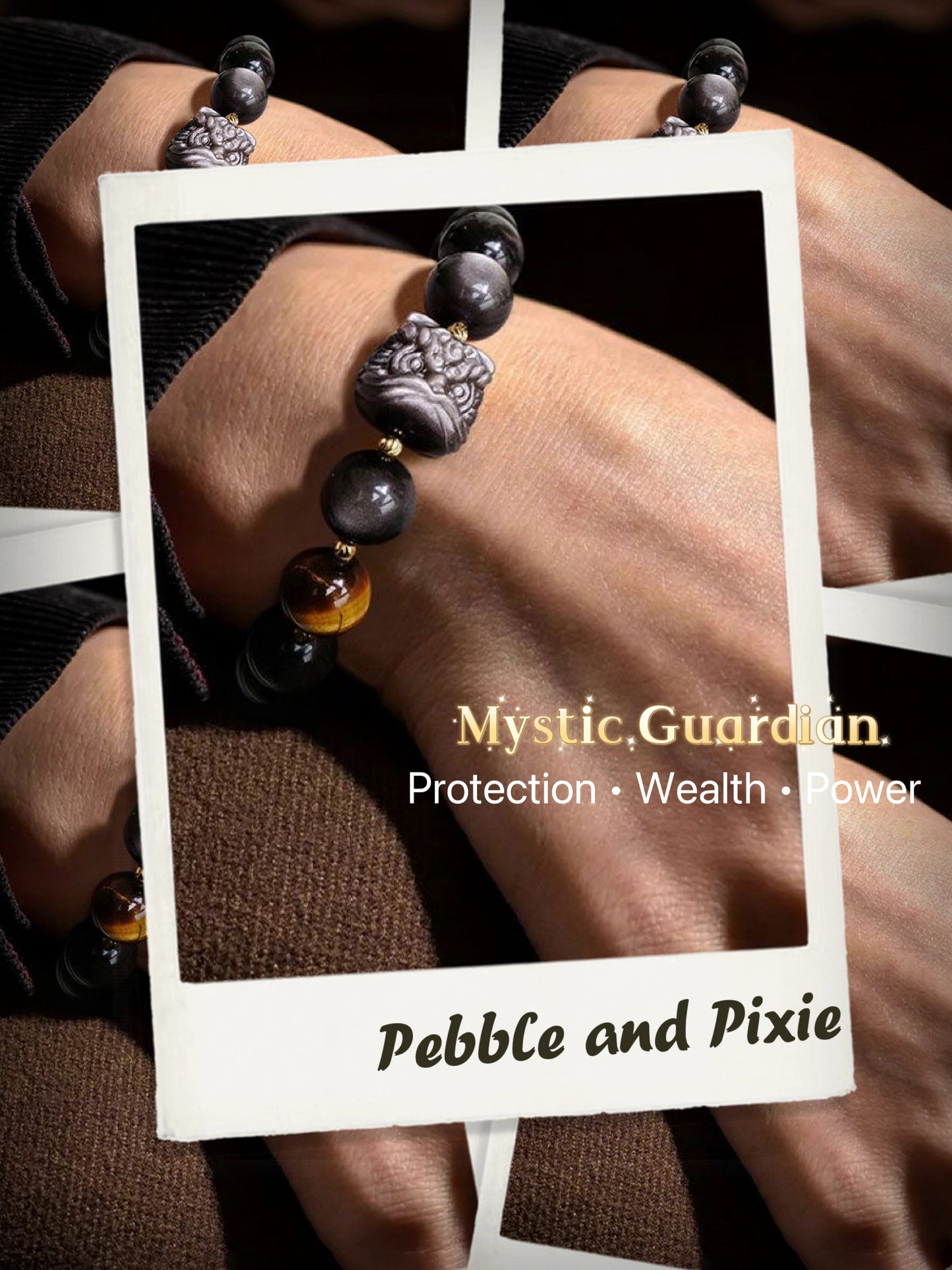 Mystic Guardian Bracelet — Protection, Wealth & Power (Silver/Gold Obsidian)