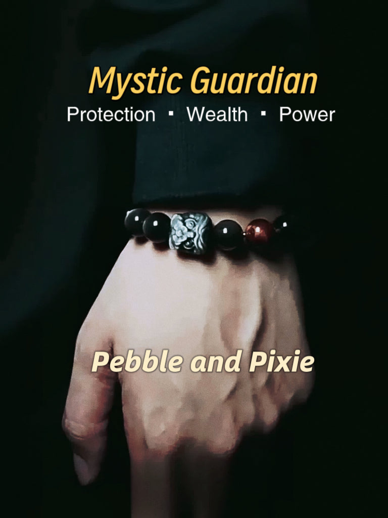 Mystic Guardian Bracelet — Protection, Wealth & Power (Silver/Gold Obsidian)